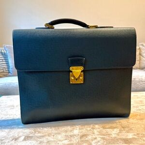 Rare vintage Louis Vuitton Green Taiga Leather Briefcase